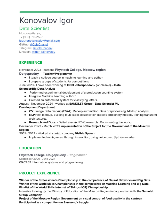Resume Page 1