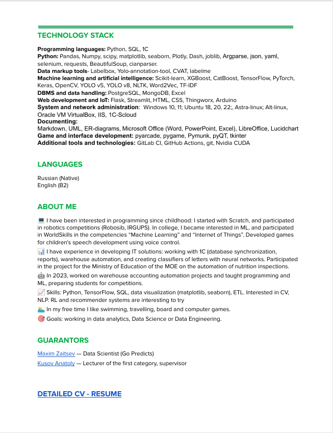Resume Page 2
